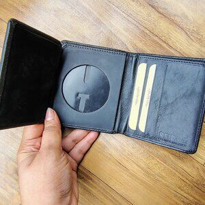Leather Department of Corrections Officer Bi-Fold Black Badge Wallet